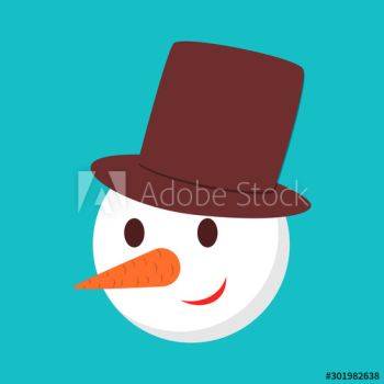 Funny cute snowman character in black hat Funny cute snowman character in black hat
