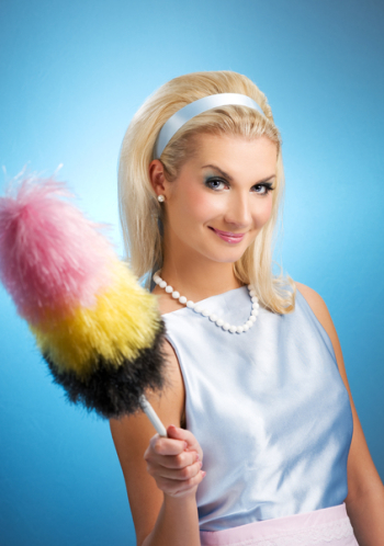 Funny housewife retro portrait