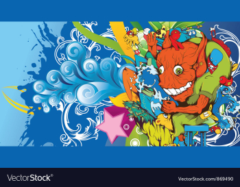 Funny monsters background vector image