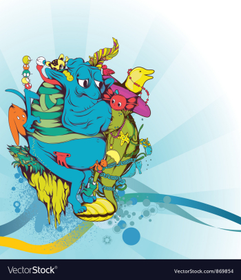 Funny monsters background vector image