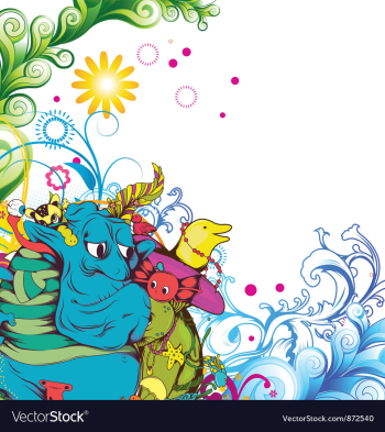 Funny monsters background vector image