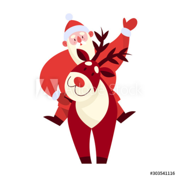 Funny Santa Claus riding a reindeer Funny Santa Claus riding a reindeer