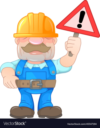 funny worker with a pointer