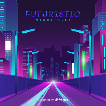 Futuristic city road background Free Vector