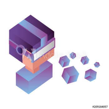 futuristic man with glasses virtual reality and cubes isometric design futuristic man with glasses virtual reality and cubes isometric design