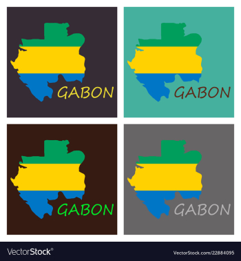 Gabon map and flag in white background vector image Gabon map and flag in white background vector image