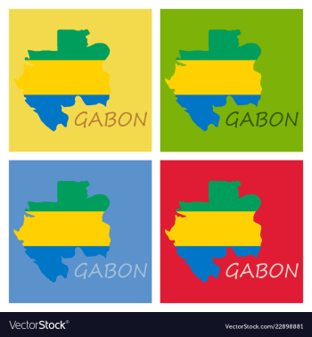 Gabon map and flag in white background vector image Gabon map and flag in white background vector image