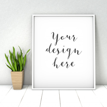 Gallery frame mockup wit plant Free Psd Gallery frame mockup wit plant Free Psd