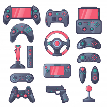 Game gadget color icons set Game gadget color icons set