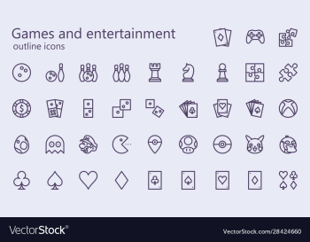 games and entertainment outline iconset