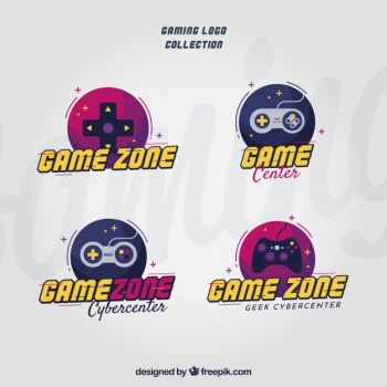 Gaming logo collection with flat design Free Vector Gaming logo collection with flat design Free Vector