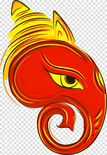 Ganesha Ganesh Chaturthi Hinduism Illustration, Abstract Ganesha, illustration of red elephant transparent background PNG clipart