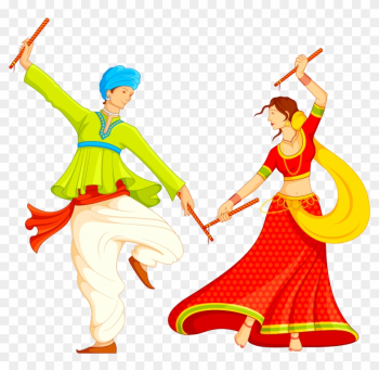 Garba Dandiya Raas Clip Art - Indian Festival Clipart