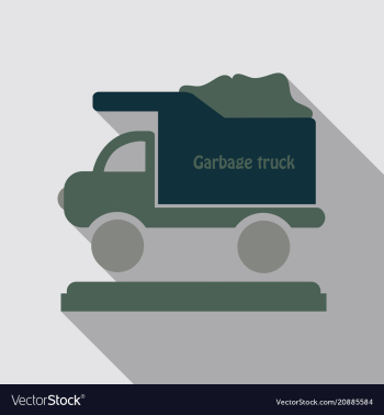 Garbage truck full of garbage is on the ground vector image Garbage truck full of garbage is on the ground vector image