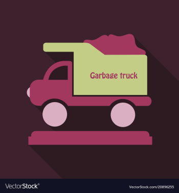 Garbage truck full of garbage is on the ground vector image Garbage truck full of garbage is on the ground vector image