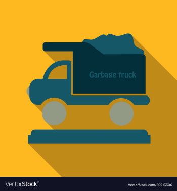 Garbage truck full of garbage is on the ground vector image Garbage truck full of garbage is on the ground vector image