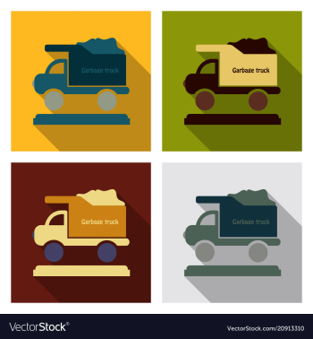 Garbage truck full of garbage is on the ground vector image Garbage truck full of garbage is on the ground vector image