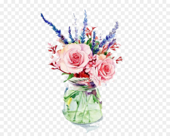 Garden roses Vase Flower Watercolor painting - Pink flowers Garden roses Vase Flower Watercolor painting - Pink flowers