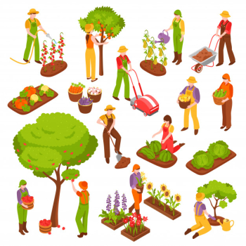 Gardening isometric set Free Vector Gardening isometric set Free Vector