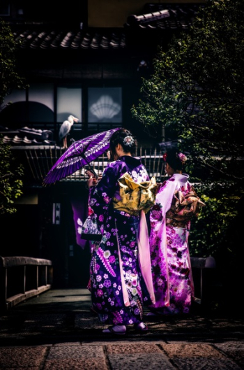 Geisha Holding Umbrella