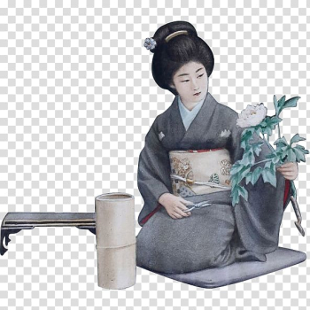 Geisha Watercolor painting, woman transparent background PNG clipart