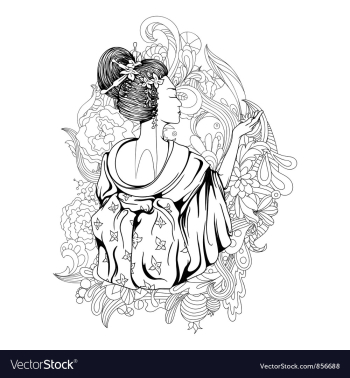 Geisha with floral vector image