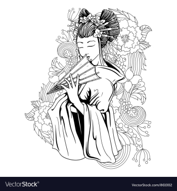 Geisha with floral vector image