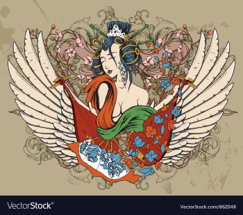 Geisha with floral vector image
