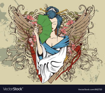 Geisha with floral vector image
