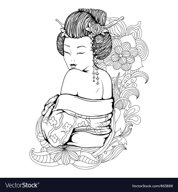 Geisha with floral vector image