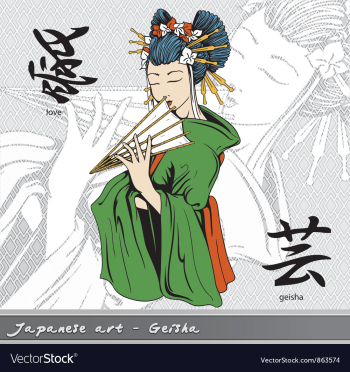 Geisha with kanji vector image
