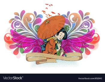 Geisha with wings vector image