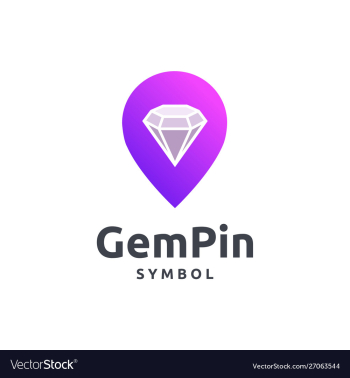 Gem and pin logo design vector image Gem and pin logo design vector image
