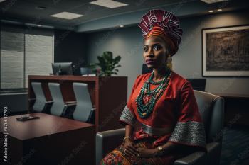 Generative AI. an African woman sitting in the conference room