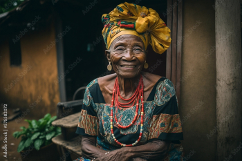 Generative AI. Elderly woman sitting Generative AI. Elderly woman sitting