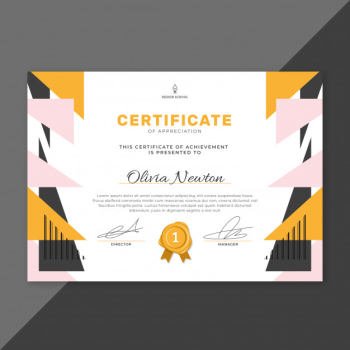 Geometric certificate template Geometric certificate template