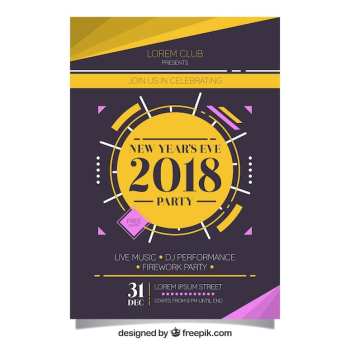 Geometric poster with yellow elements for new year