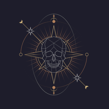 Geometric skull astrological tarot card