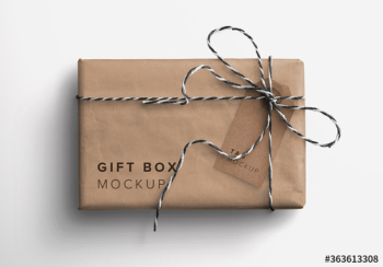 Gift Box and Tag Mockup Gift Box and Tag Mockup