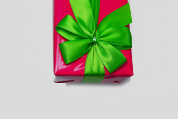 Gift Box Covered With Green Bow Gift Box Covered With Green Bow