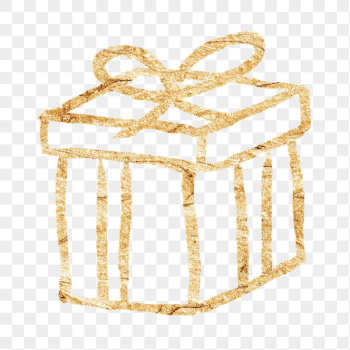 Gift box png sticker, gold | Free PNG Illustration - rawpixel