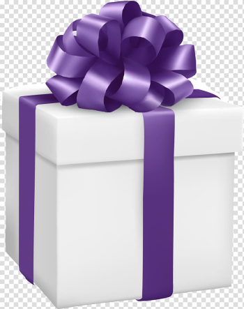 Gift Box Purple , Small fresh white gift box transparent background PNG clipart