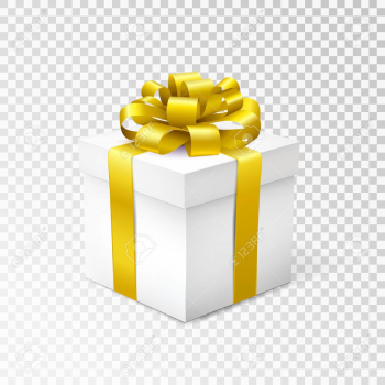 Gift Box With Yellow Ribbon Isolated On Transparent Background ...