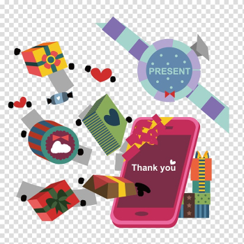 Gift Greeting card, Phone and gifts transparent background PNG clipart