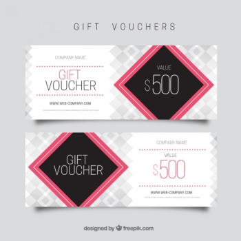 Gift voucher template with pink square Gift voucher template with pink square