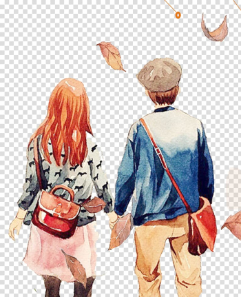 Girl and boy holding hands illustration, couple Significant other Illustration, Lovers figure transparent background PNG clipart