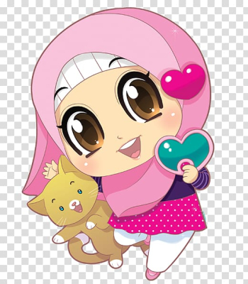 Girl anime character and cat , Islam Child Muslim , muslim transparent background PNG clipart