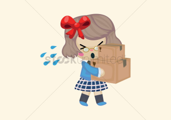 Girl carrying boxes Girl carrying boxes