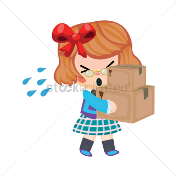 Girl carrying boxes Girl carrying boxes