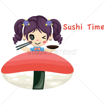 Girl eating sushi